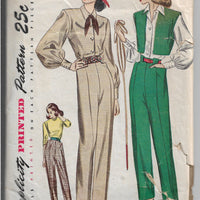 Simplicity 1971 Ladies Pants Bolero Jacket Blouse Vintage Sewing Pattern 1940s - VintageStitching - Vintage Sewing Patterns