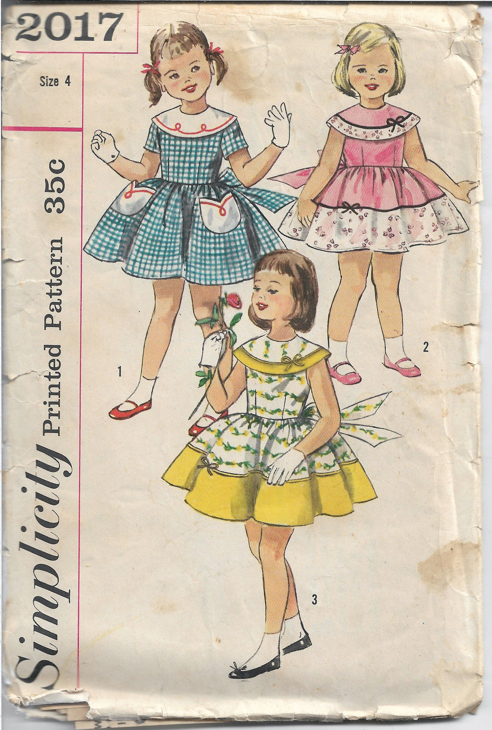 Simplicity 2017 Little Girls Party Dress Vintage Sewing Pattern 1950s - VintageStitching - Vintage Sewing Patterns