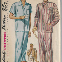 Simplicity 2051 Mens Pajamas Vintage Sewing Pattern 1950s - VintageStitching - Vintage Sewing Patterns
