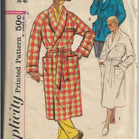 Simplicity 2312 Vintage Sewing Pattern 1950s Mens Robe Lounge Jacket - VintageStitching - Vintage Sewing Patterns