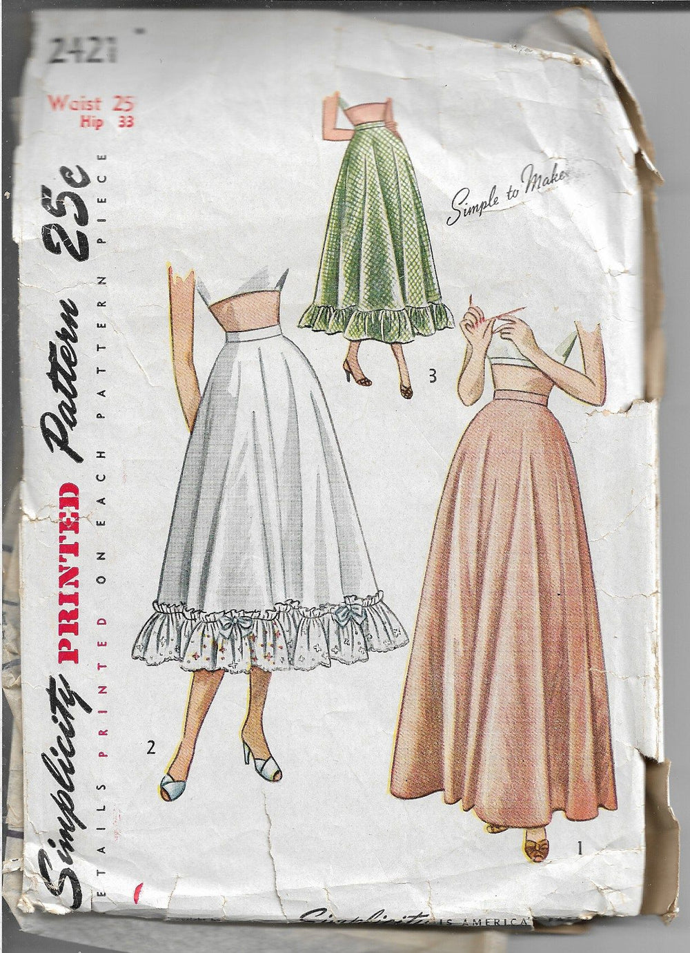 Simplicity 2421 Ladies Ballerina Petticoat Vintage Sewing Pattern 1940s - VintageStitching - Vintage Sewing Patterns