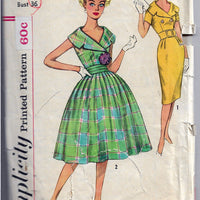 Simplicity 2971 Ladies Dress Lapel Collar Vintage Sewing Pattern 1950's - VintageStitching - Vintage Sewing Patterns