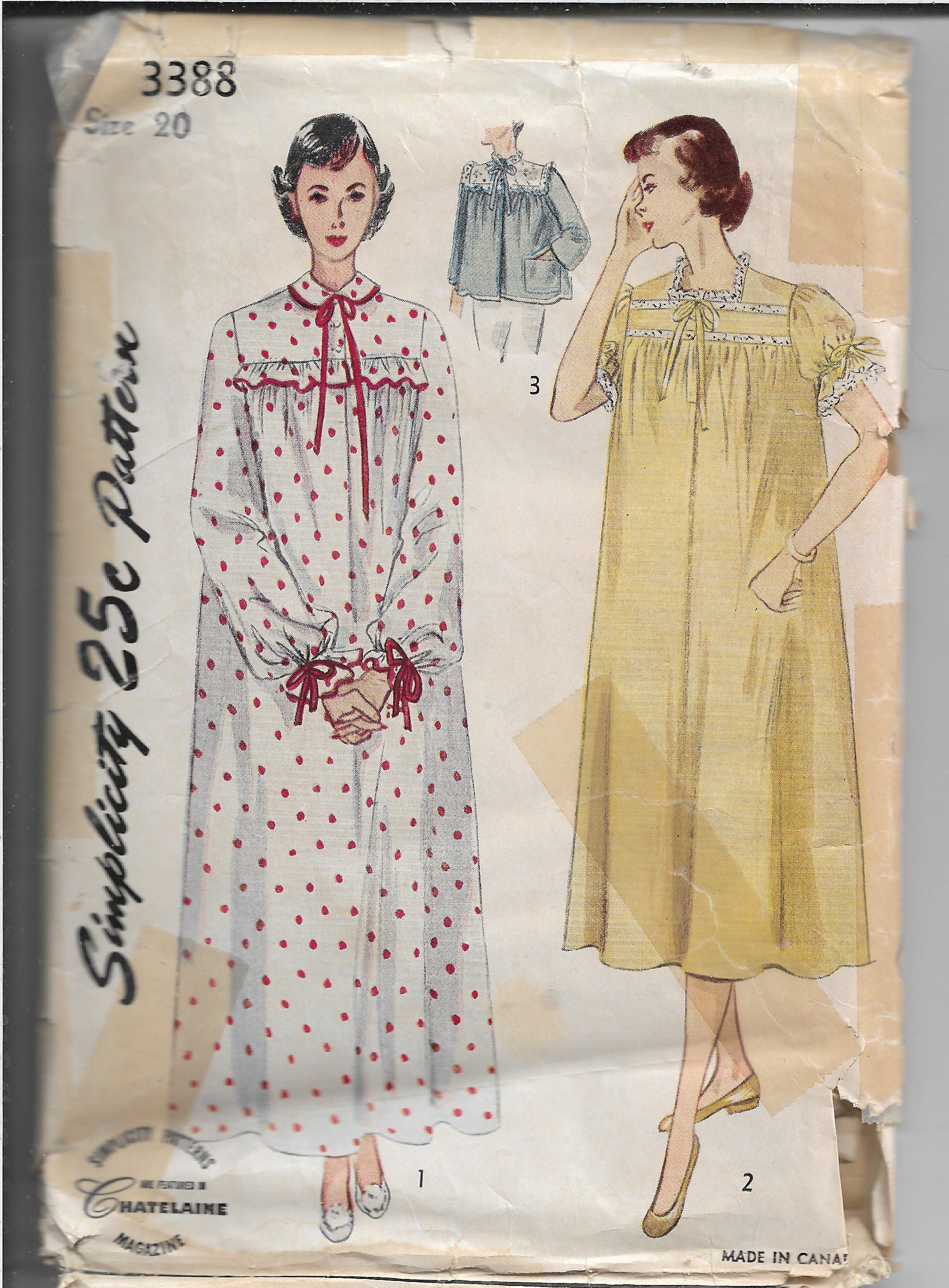 Simplicity 1356 Vintage 1950's Sewing Pattern Ladies Buttoned Front Day  Dress Pointed Collar