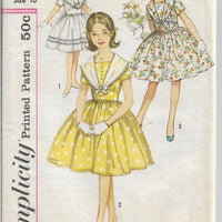 Simplicity 3848 Girls Party Dress Tie Collar Vintage Sewing Pattern 1960s - VintageStitching - Vintage Sewing Patterns