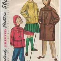 Simplicity S39 Childrens Duffle Coat Vintage Sewing Pattern 1950s - VintageStitching - Vintage Sewing Patterns