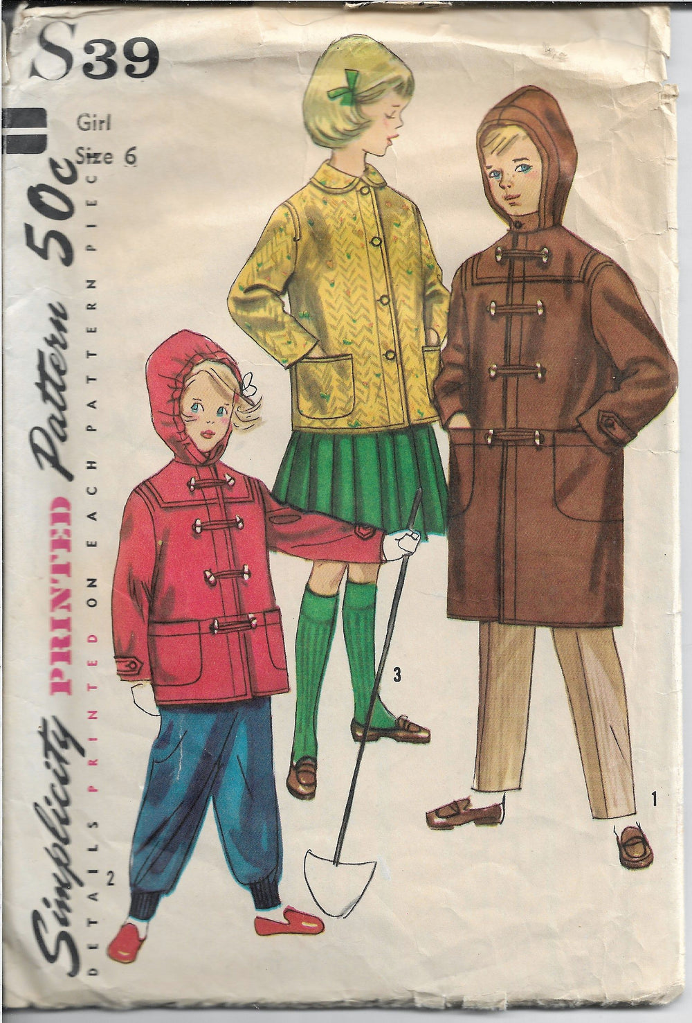 Simplicity S39 Childrens Duffle Coat Vintage Sewing Pattern 1950s - VintageStitching - Vintage Sewing Patterns