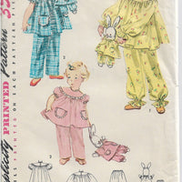 Simplicity 4102 Toddlers Pajamas Bunny Vintage Sewing Pattern 1950s - VintageStitching - Vintage Sewing Patterns