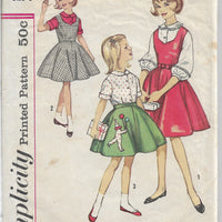 Simplicity 4236 Girls Jumper Dress Flared Skirt Vintage Sewing Pattern 1960s - VintageStitching - Vintage Sewing Patterns