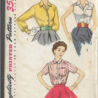 Simplicity 4256 Vintage Sewing Pattern 1950s Ladies Blouse - VintageStitching - Vintage Sewing Patterns