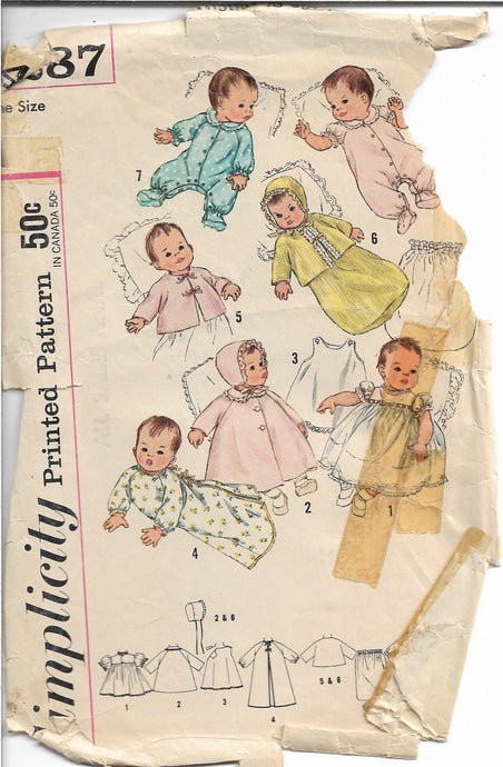 Simplicity 4287 Baby Infant Layette Vintage Sewing Pattern 1960s - VintageStitching - Vintage Sewing Patterns