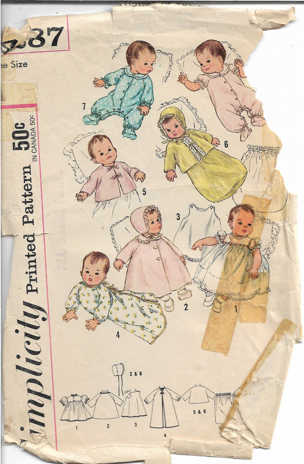 Simplicity 4287 Baby Infant Layette Vintage Sewing Pattern 1960s - VintageStitching - Vintage Sewing Patterns