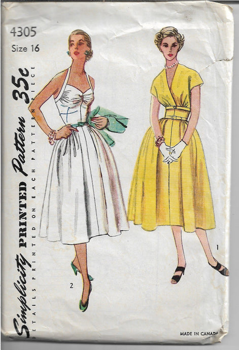 Simplicity 4305 Sleeveless Dress Bolero Jacket Vintage Sewing Pattern 1950s - VintageStitching - Vintage Sewing Patterns