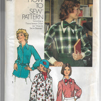 Simplicity 5148 Ladies Blouse Bow Tie Vintage Sewing Pattern 1970s - VintageStitching - Vintage Sewing Patterns