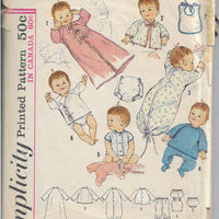 Simplicity 5163 Baby Newborn Layette Kimono Pajamas Vintage Sewing Pattern 1960s - VintageStitching - Vintage Sewing Patterns