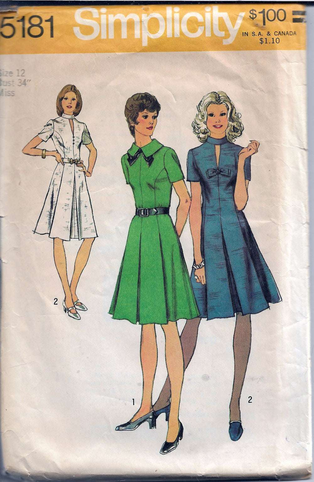 Simplicity 5181 Ladies Dress Vintage Sewing Pattern 1970s - VintageStitching - Vintage Sewing Patterns