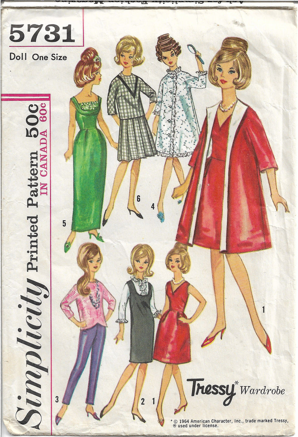 Simplicity 5731 Barbie Doll Vintage Sewing Craft Pattern 1960s - VintageStitching - Vintage Sewing Patterns