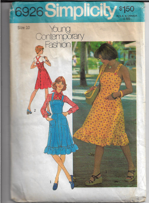 Simplicity 6926 Strappy Jumper Dress Vintage Sewing Pattern 1970s - VintageStitching - Vintage Sewing Patterns