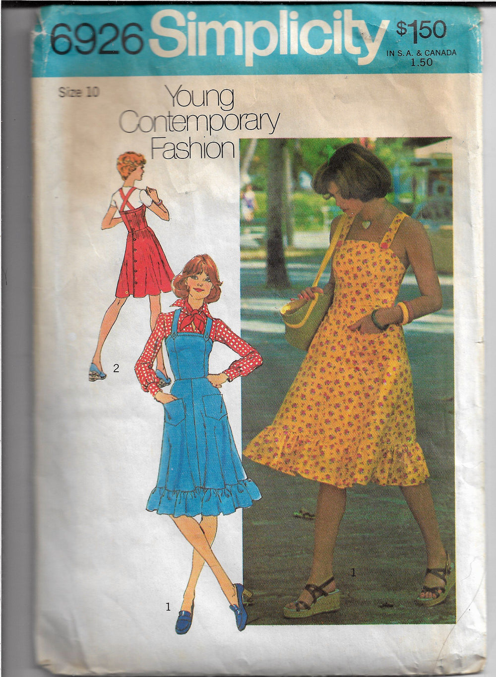 Simplicity 6926 Strappy Jumper Dress Vintage Sewing Pattern 1970s - VintageStitching - Vintage Sewing Patterns