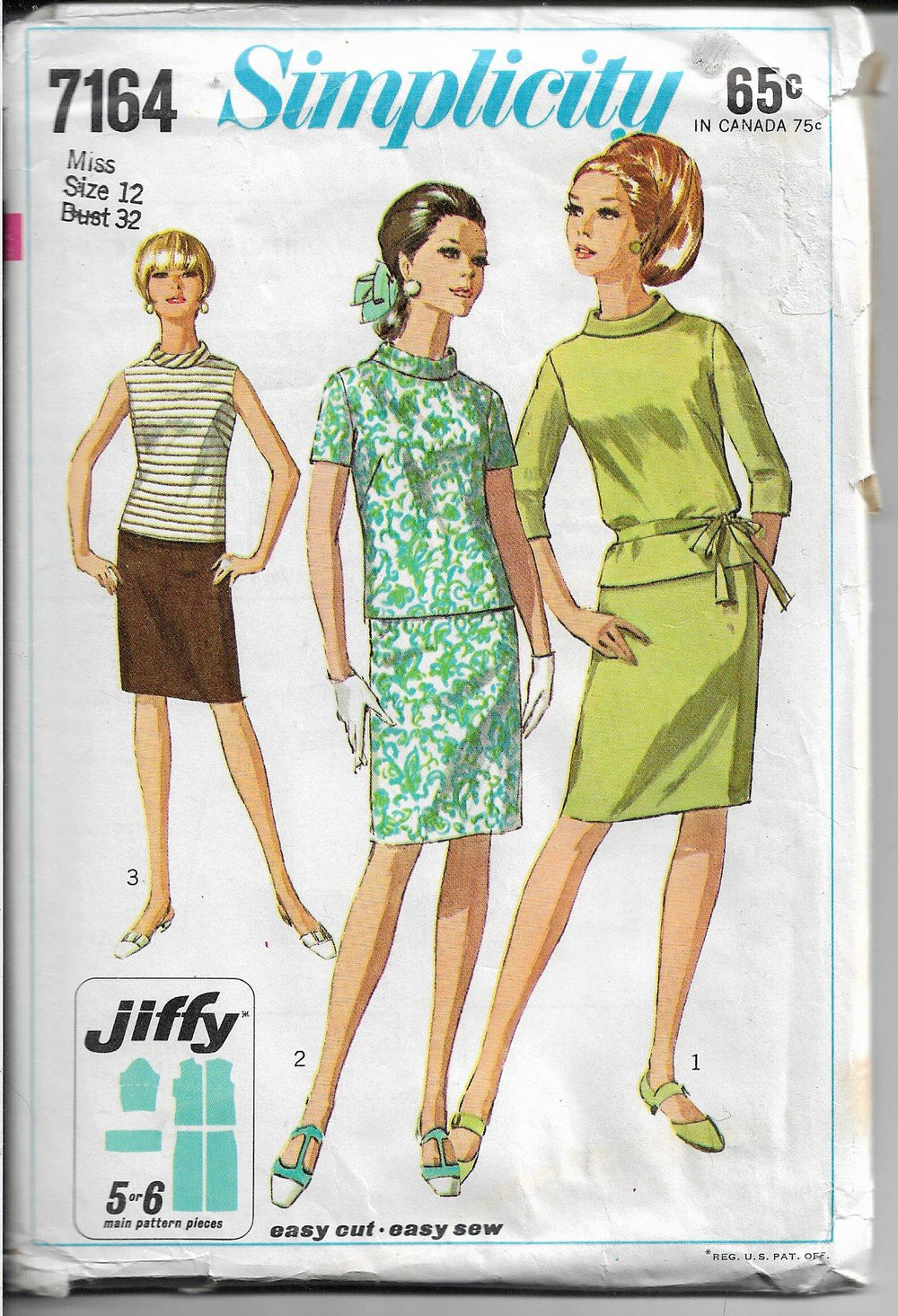 Simplicity 7164 Ladies Two Piece Dress Jiffy Vintage Sewing Pattern 1960's - VintageStitching - Vintage Sewing Patterns