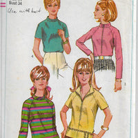 Simplicity 7314  Ladies Blouse Stand Up Collar Vintage Sewing Pattern 1960s - VintageStitching - Vintage Sewing Patterns