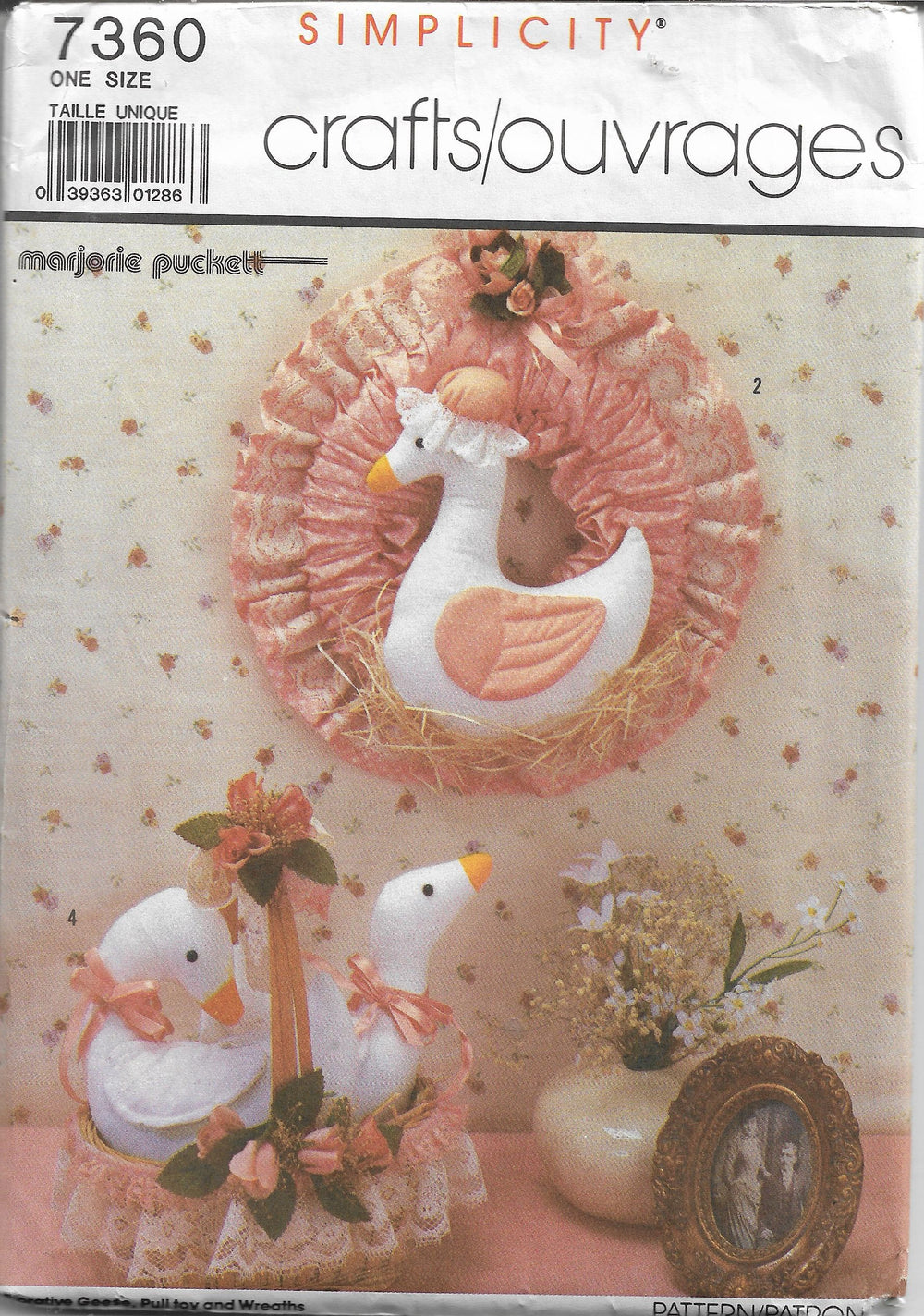 Simplicity 7360 Vintage Sewing Craft Pattern 1980s Decorative Geese Wreath - VintageStitching - Vintage Sewing Patterns