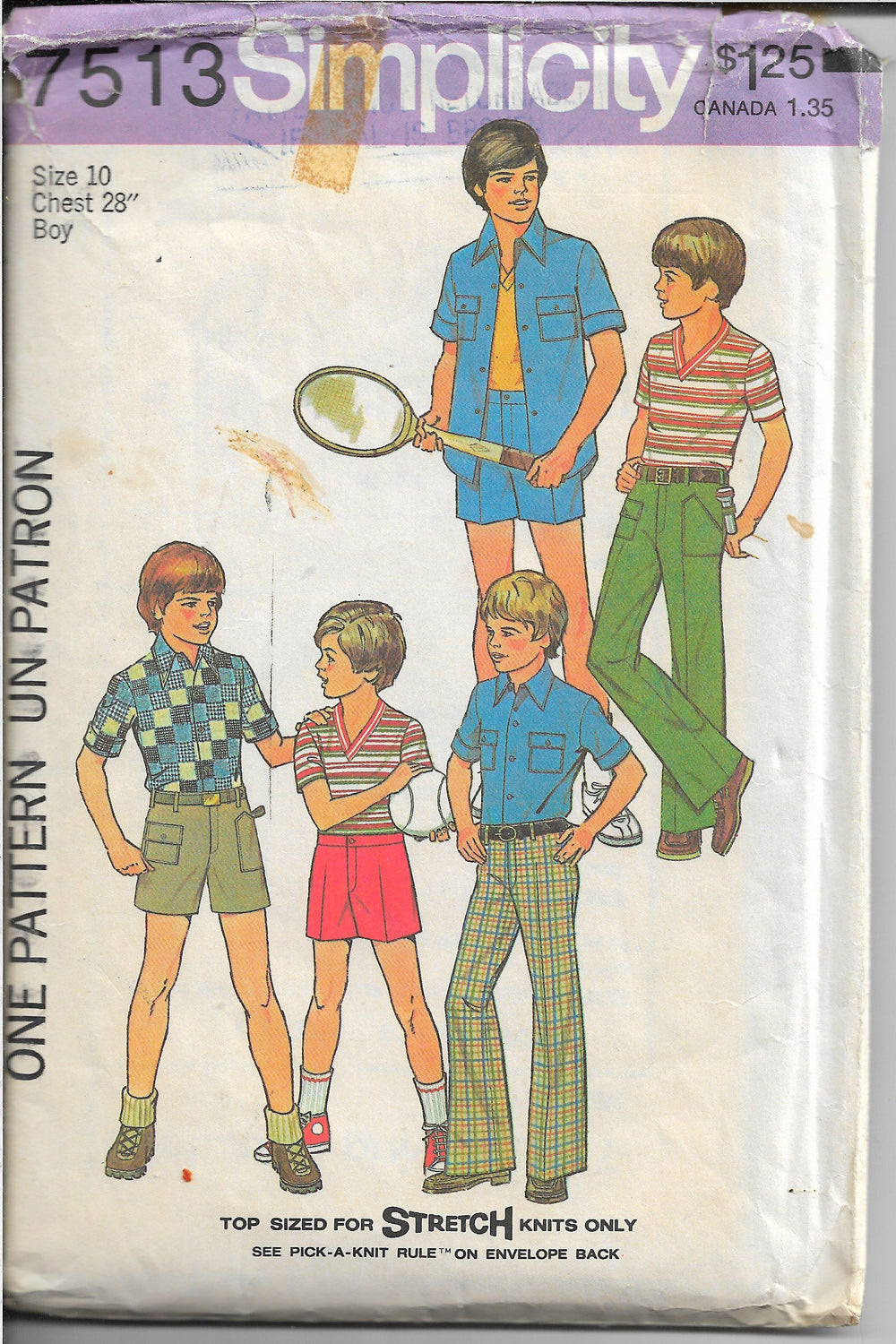 Simplicity 7513 Boys Pants Shorts Shirt Vintage Sewing Pattern 1970s - VintageStitching - Vintage Sewing Patterns