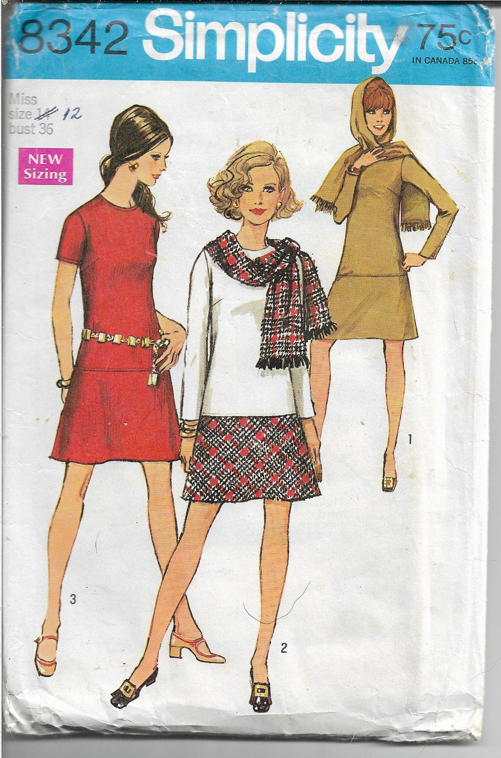 Simplicity 8342 Ladies Dress Scarf Vintage Sewing Pattern 1960s - VintageStitching - Vintage Sewing Patterns
