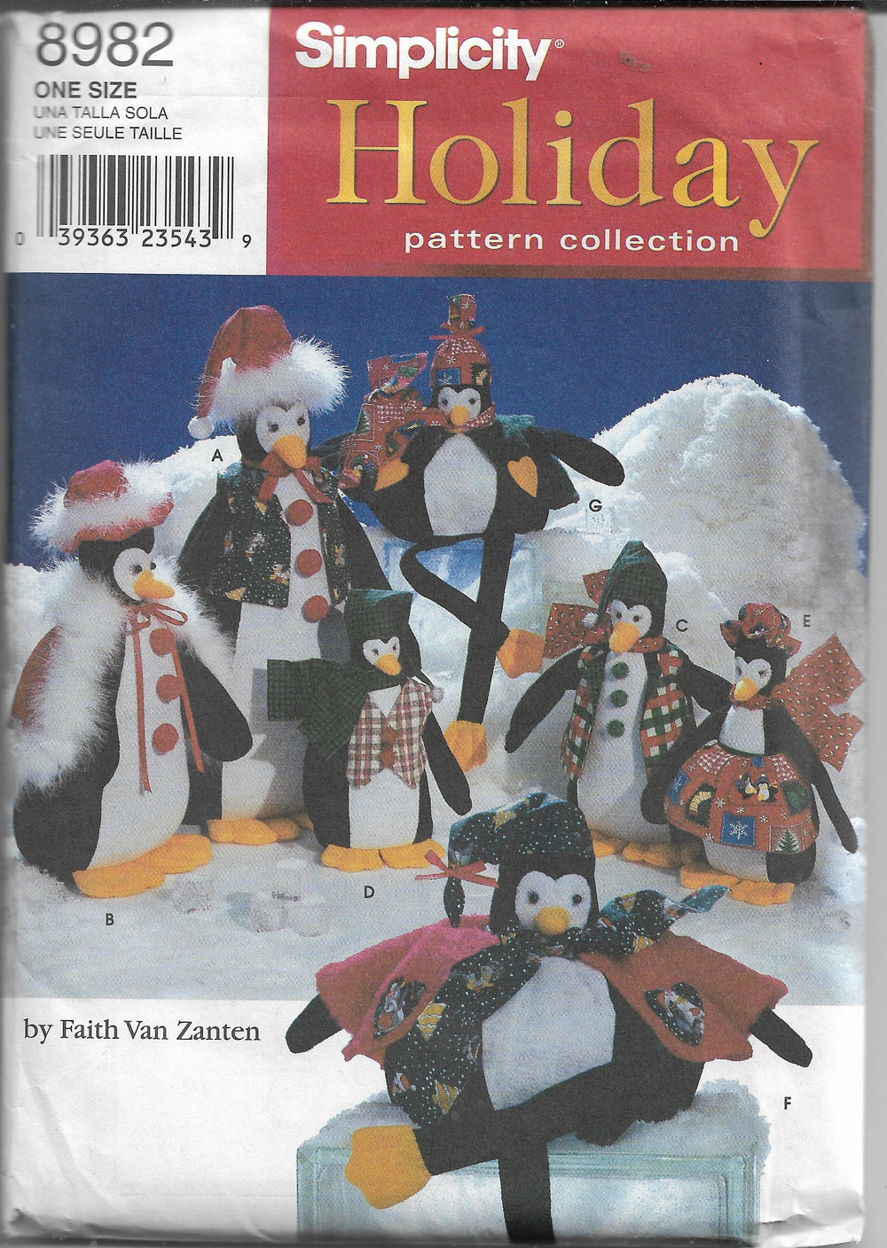 Simplicity 8982 Craft Sewing Pattern Christmas Stuffed Penguins - VintageStitching - Vintage Sewing Patterns