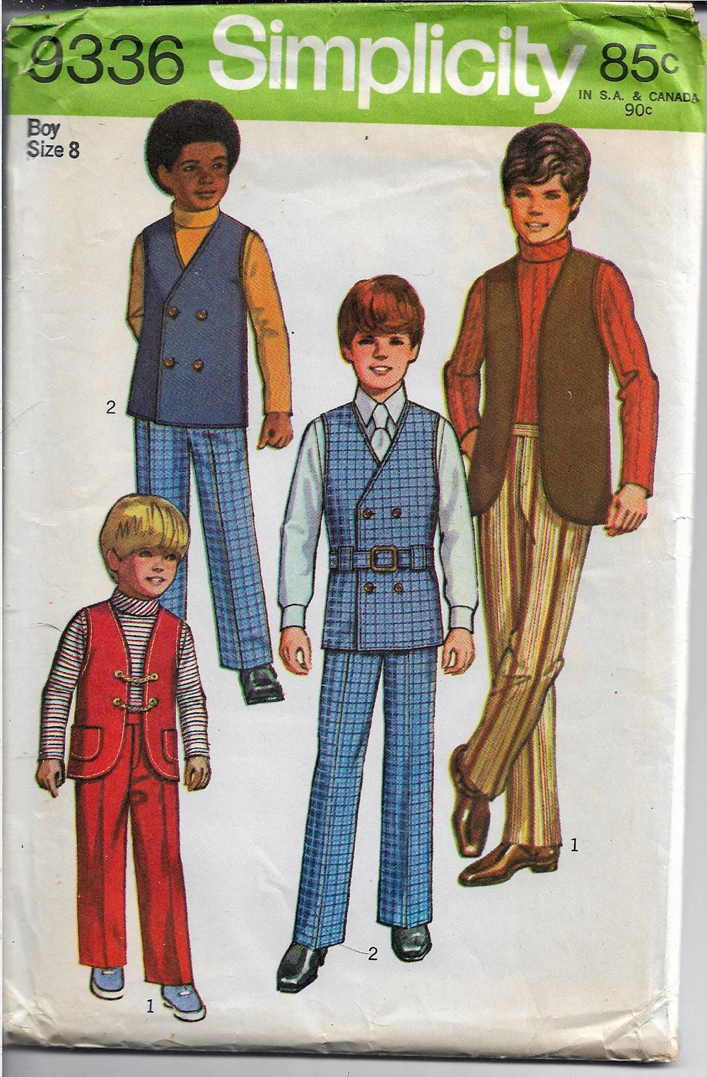 Simplicity 9336 Boys Suit Shirt Pants Vest Vintage Sewing Pattern 1970s - VintageStitching - Vintage Sewing Patterns