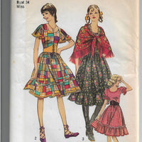 Simplicity 9699 Ladies Gypsy Dress Shawl Vintage Sewing Pattern 1970s - VintageStitching - Vintage Sewing Patterns