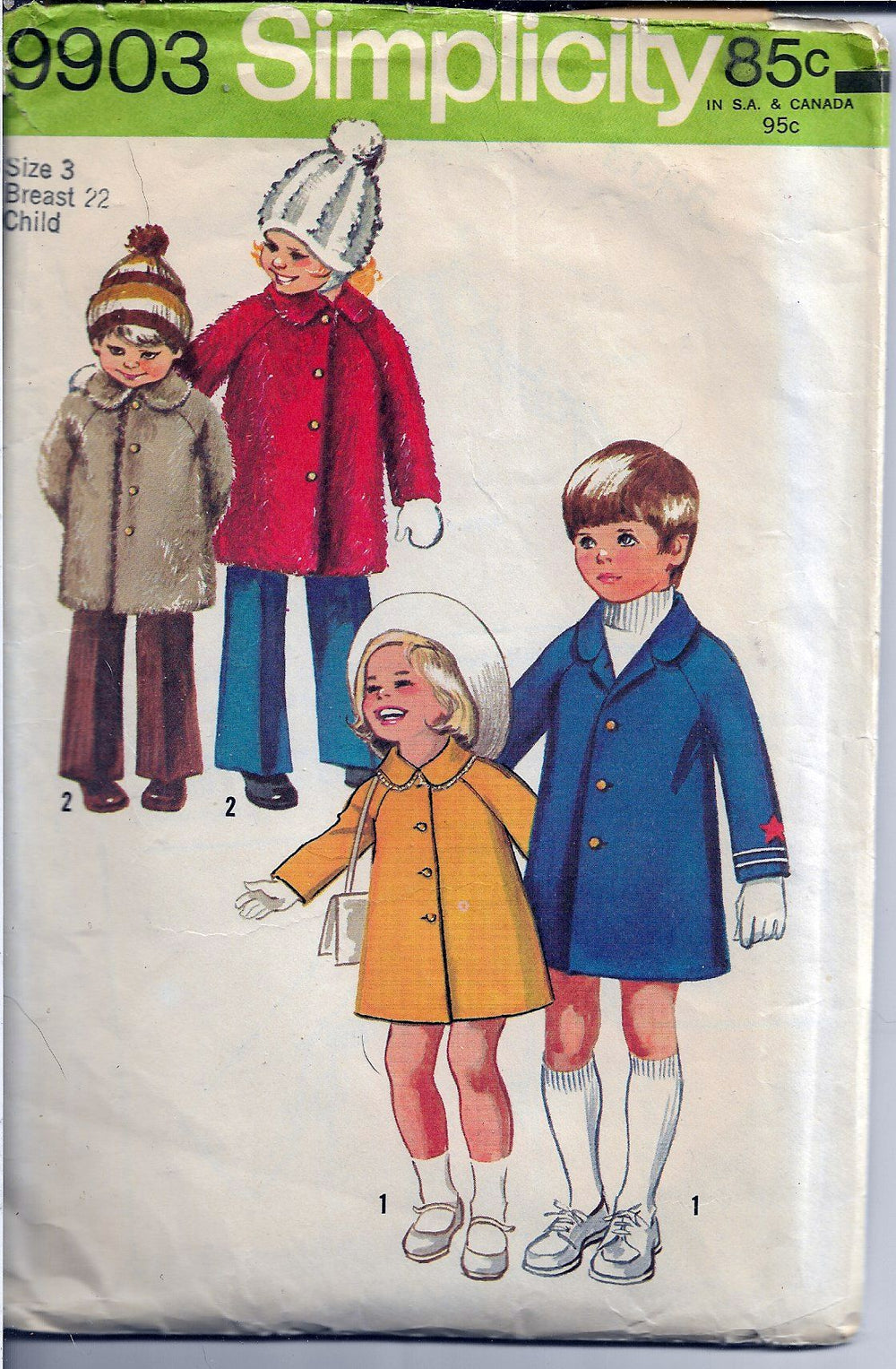 Simplicity 9903 Toddler Girls Boys Winter Spring Coat Vintage Sewing Pattern 1970s - VintageStitching - Vintage Sewing Patterns
