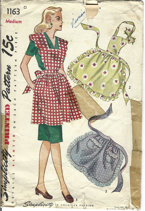 simplicity 1163 apron vintage pattern