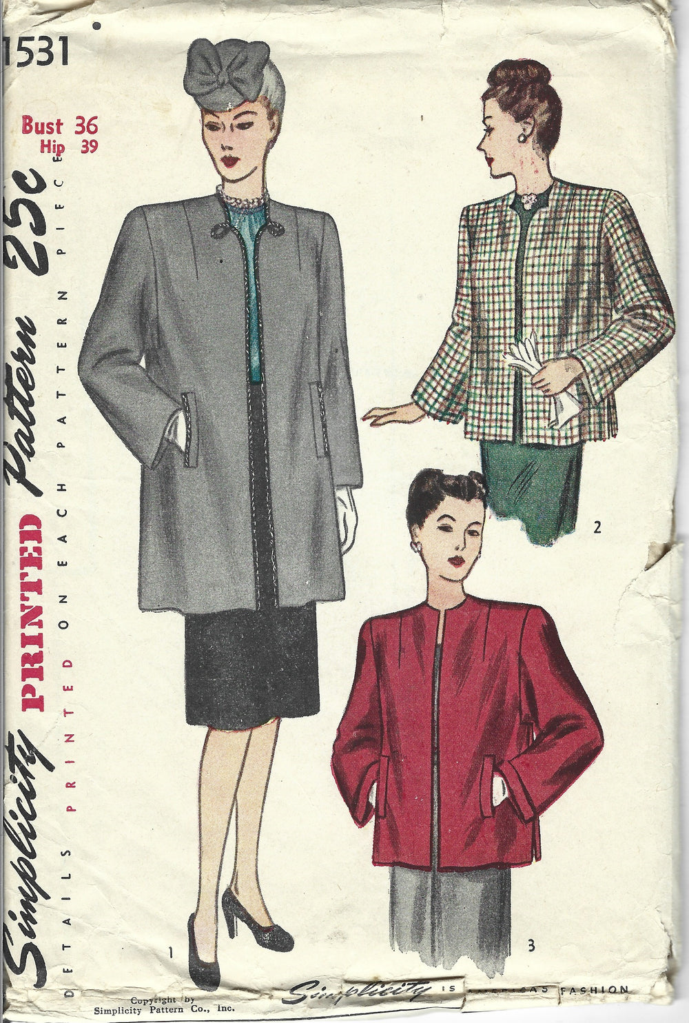 Simplicity 1531 coat vintage pattern