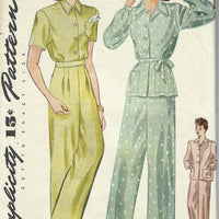 simplicity 1078 pajamas vintage pattern 1940s