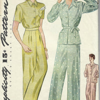 simplicity 1078 pajamas vintage pattern 1940s