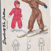 simplicity 1097 child snowsuit vintage pattern 1940s
