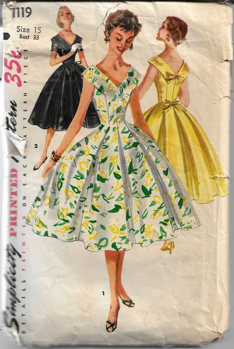 simplicity 1119 vintage 1950s drress pattern