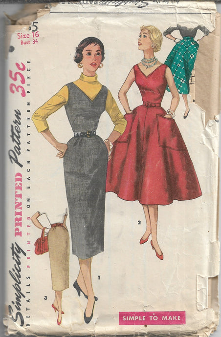 simplicity 1235 vintage 1950s pattern