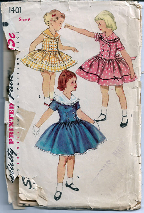 simplicity 1401 child dress vintage pattern