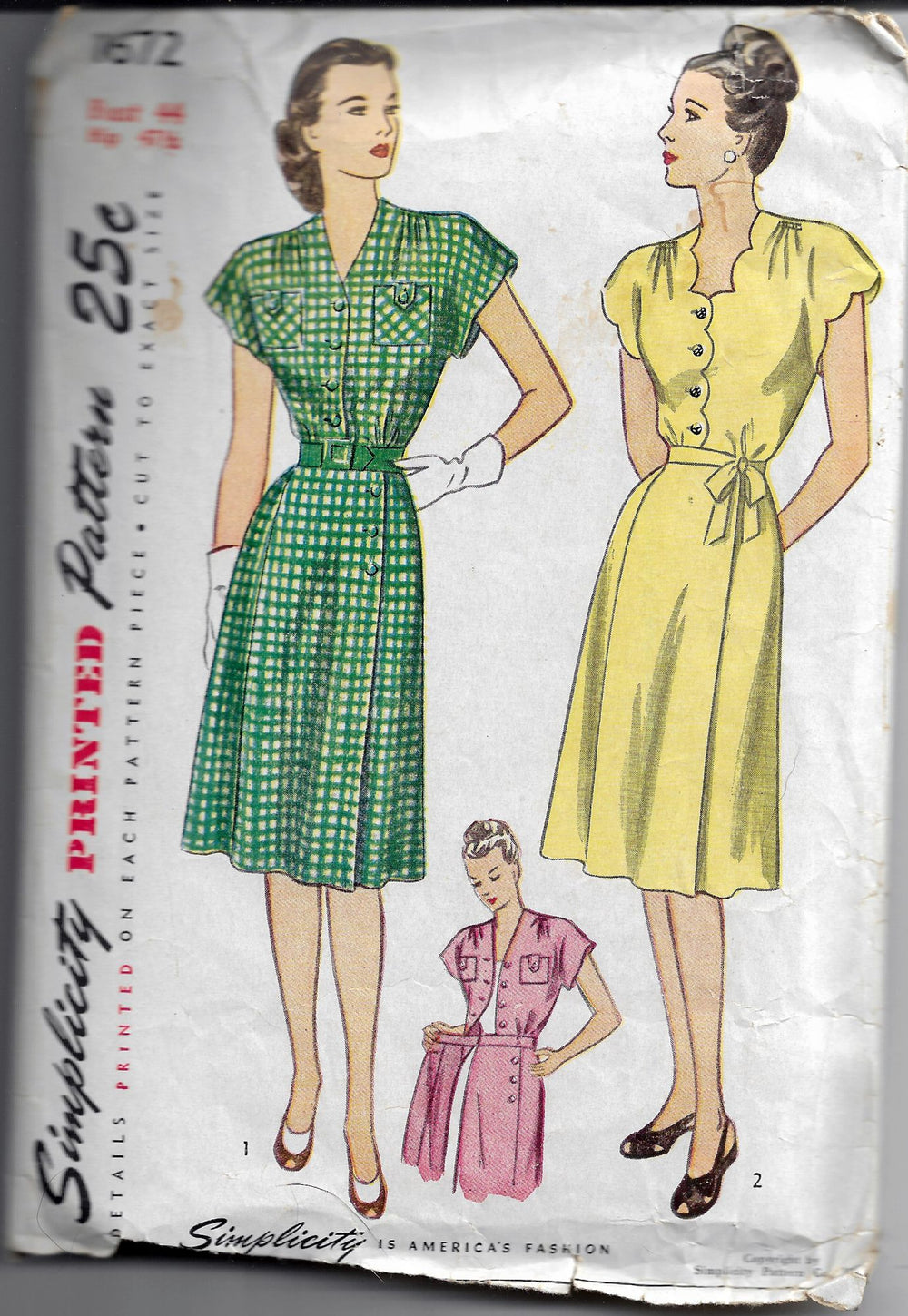 vintage dress pattern simplicity 1672 1940s