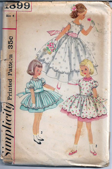 simplicity 1899 vintage pattern 1950s girls dress