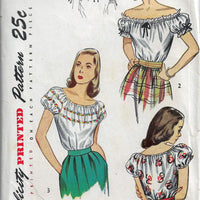 Simplicity 2127 Puff Sleeve Off Shoulder Blouse Vintage Sewing Pattern 
