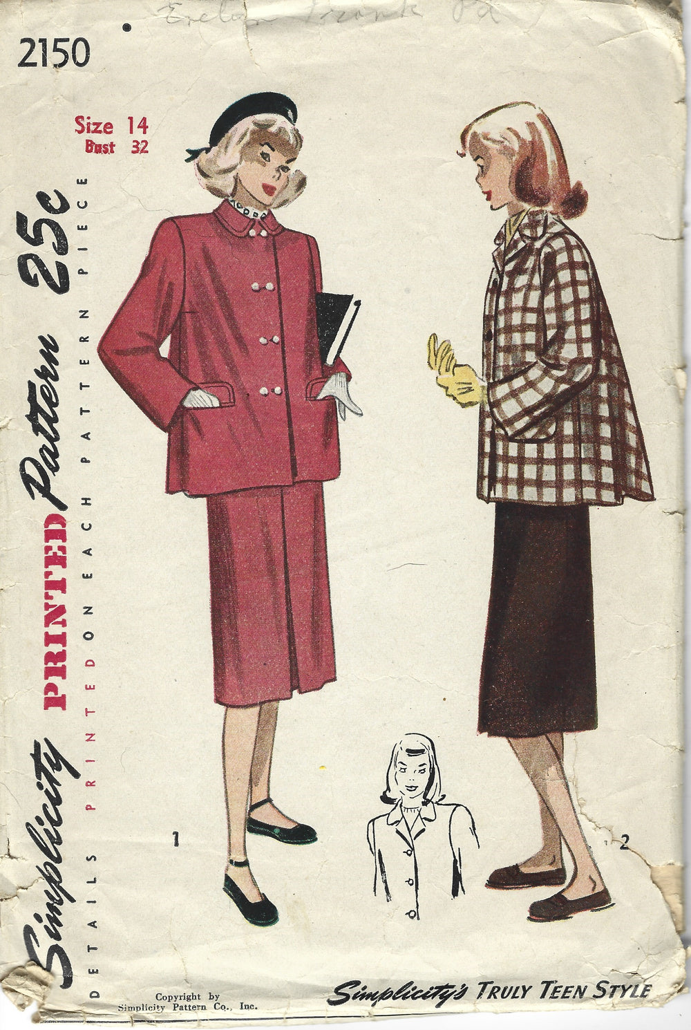 Simplicity 2150 teen suit vintage pattern