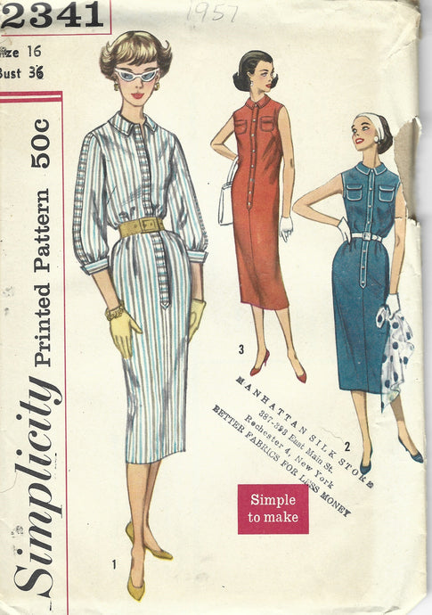 simplicity 2341 dress vintage pattern