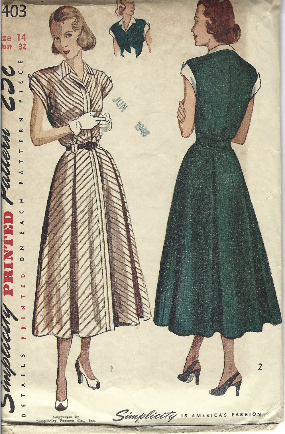 simplicity 2403 dress vintage pattern 1940s