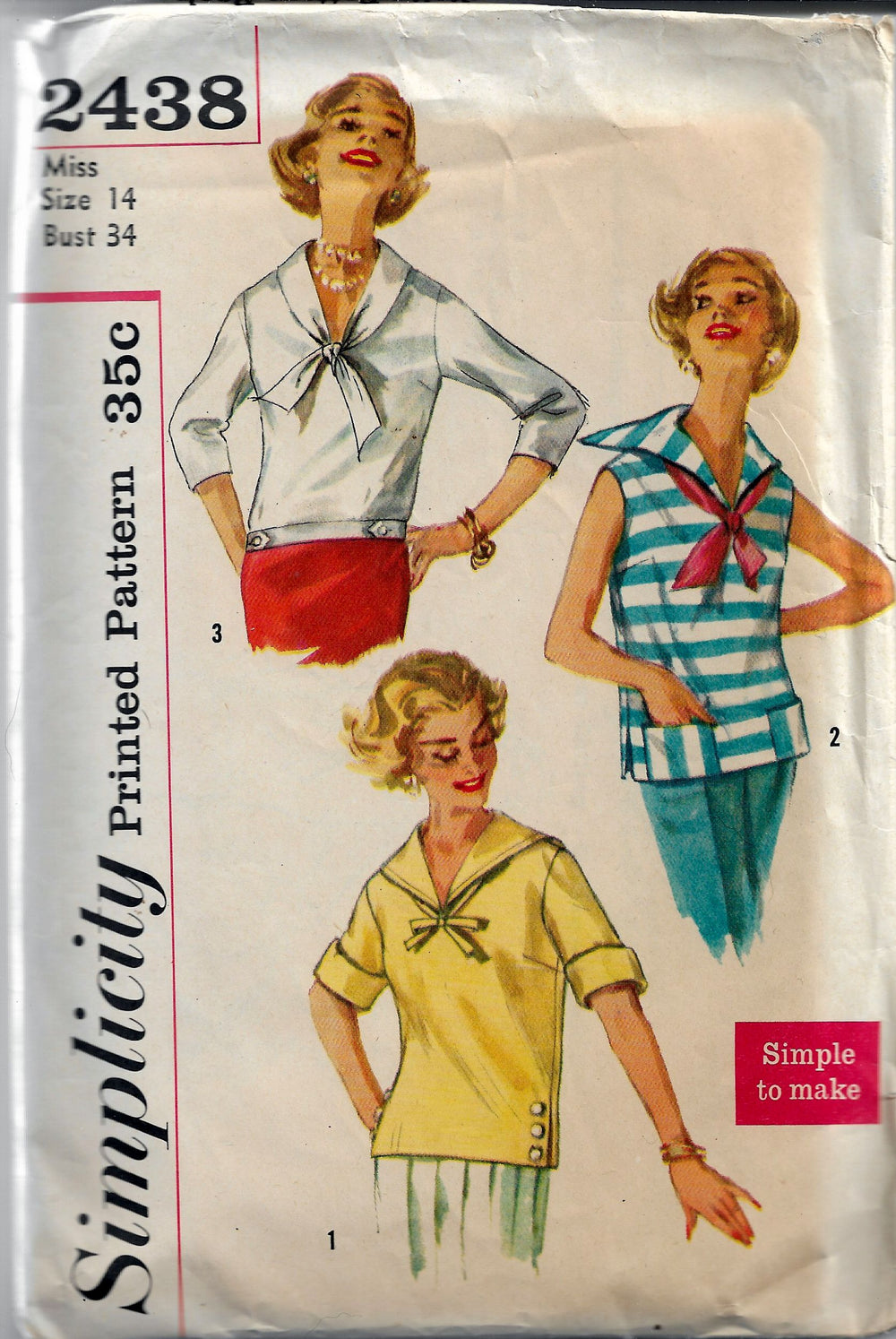 simplicity 2438 blouse vintage pattern