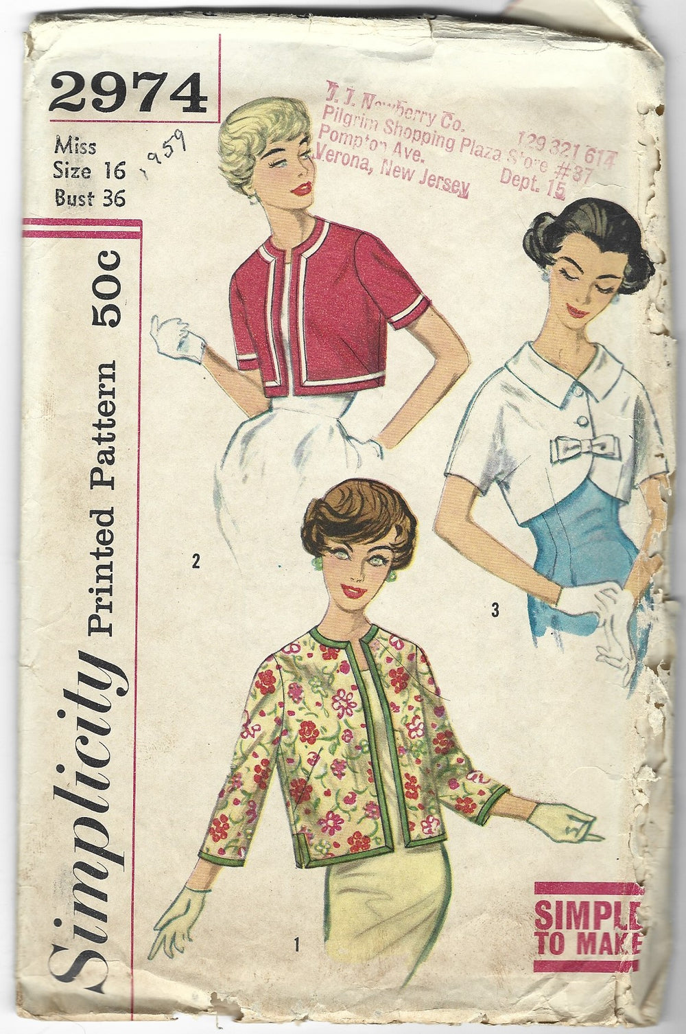 simplicity 2974 jacket vintage pattern