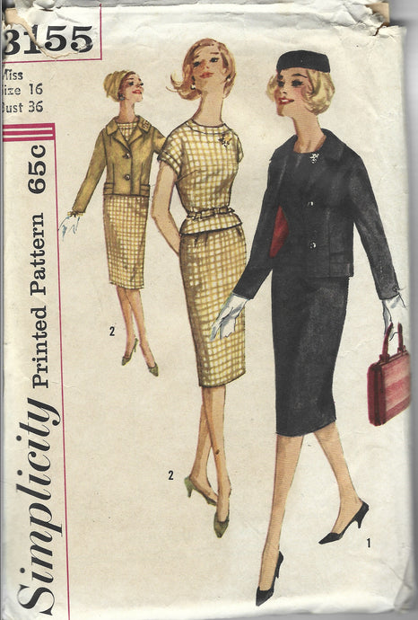 simplicity 3155 ladies suit vintage pattern