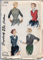 
              simplicity 3298 vest jacket vintage 1950s pattern
            