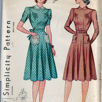 Simplicity 3387 Ladies Day Dress Vintage Sewing Pattern 1940s